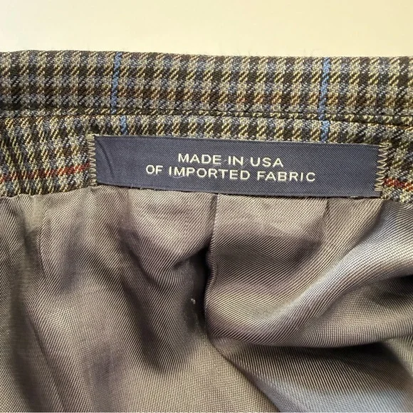 Joseph Abboud Sport Coat Blazer Men's Size‎ 42R Wool Plaid READ